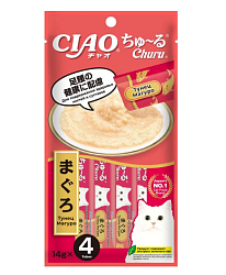 INABA Крем-лакомство Churu пюре для кошек тунец Магуро для костей и суставов (1 штука)