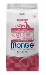 Monge Dog Monoprotein Puppy&Junior корм для щенков всех пород говядина с рисом 2,5 кг