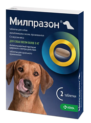 Милпразон для собак крупных пород 2 таб 12,5 мг/125 мг KRKA