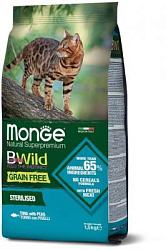 Monge Cat BWild Grain free Tonno сухой корм для стерилизованных кошек тунец/горох 1,5 кг 70012089