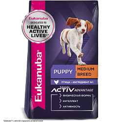 Eukanuba сухой корм для щенков средних пород с птицей 3кг