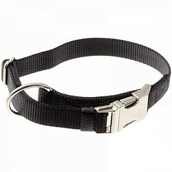 Ошейник с большим кольцом V.I.PET с регулировкой черный 25 мм (40-60 см) металл, фастекс70-2981