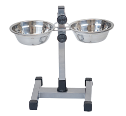 Кормушка регулируемая ECO черная h30см, 2*0,5л, D16см 1281
