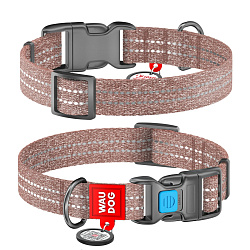 Ошейник WAUDOG Re-cotton QR паспорт, светоотраж., Ш 15 мм, Дл 23-35 см коричневый 2866 