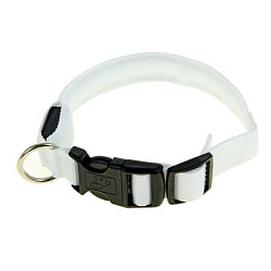 Ошейник с подсветкой и 2 светоотражающими полосами 38*40 см 3 реж.свечения белый Пижон 1039599 Sima