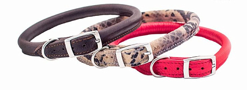 Ошейник кожаный цветной круглый "Cord" d10мм, пряжка 16мм, обхват 46-52см (ТМ"ZooM") 410217