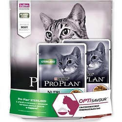PROPLAN CAT STERILISED сухой корм для стерилизованных кошек утка/печень (промо 1,5 + 2пауча)