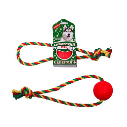Игрушка для собаки Супермяч "Сибирский пес" на веревке ХБ Кольцо d65 мм 24425