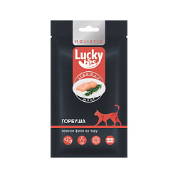 Лакомство для кошек Lucky bits нежное филе горбуши, приготовленное на пару, 25 г