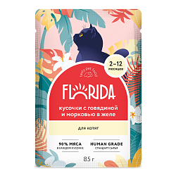 Florida (Флорида) Cat влажный корм для котят говядина и морковь в желе 85 г