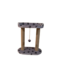 Когтеточка с двумя столбами 38*38*65 см, верхняя лежанка 38*38 см, мех,"Рыжий кот"