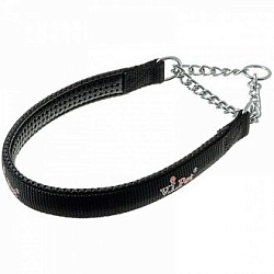 Ошейник-полуудавка с неопреновой подкладкой  V.I.Pet с цугом черный 75-2092