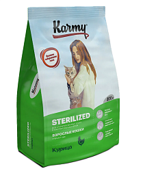 KARMY Sterilized сухой корм для стерилизованных кошек и кастрированных котов курица 400 г