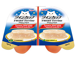 INABA CIAO Паштет для кошек TWINS Terrine Тунец Магуро и кур.филе со вкусом морск.греб,70г (35г*2шт)