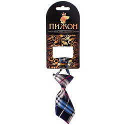 Галстук атлас (синяя клетка) 10*5 см на ленте 28-50*1,0 см 613179