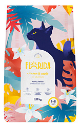 FLORIDA CAT Сухой корм для взрослых кошек с Курицей и Яблоком 12 кг (Развесной.)