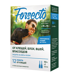 FORSECTO (Форсекто) от блох, клещей, вшей, комаров капли для собак от 30 до 40 кг, Астрафарм