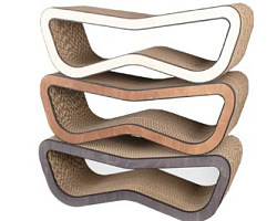 Когтеточка из картона и дерева для кошек 25 см Сириус M "Рыжебок"