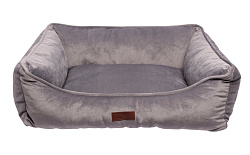 Лежанка для средних собак "Мэдисон" серая бархат M размер 70*55 см LION
