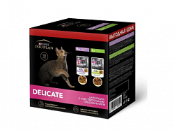 PROPLAN CAT DELIKATE Влажный корм для кошек с чувствительным пищеварением, индейка и ягненок в соусе пауч 85 г (промо 10*85)