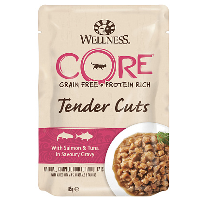 CORE TENDER CUTS влажный корм для кошек из тунца в виде нарезки в соусе для кошек 85 г