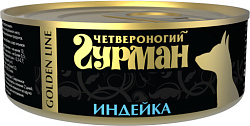 Четвероногий гурман "Золотая линия" индейка натуральная в желе для собак 100 г.