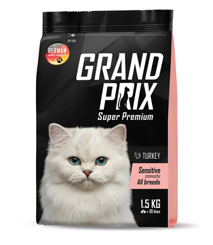 GRAND PRIX CAT Сухой корм с индейкой для привередливых кошек 1,5 кг