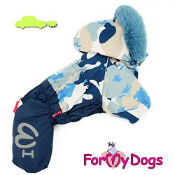 FOR MY DOGS Комбинезон синий/серый камуфляж для мальчиков р-р10