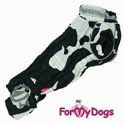 FOR MY DOG Комбинезон утепленный черно/белый для таксы мальчиков размер спины 34 см, грудь 40 см