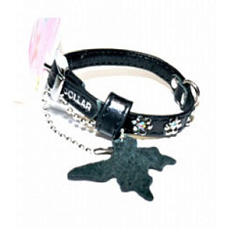 Ошейник Collar Glamour с клеевыми стразами "Цветочек" черный 13 мм*21-29 см 32691