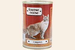 Кошачье Счастье ж/б консервы для взрослых кошек Говядина 410 г
