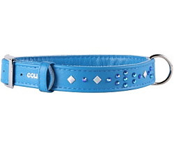 Ошейник Collar Glamour с клеевыми стразами "Ромб" синий 20 мм*30-39 см 33032
