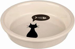 Миска керамическая "Кошка" 0,25 л 13 см белая 24499 Trixie