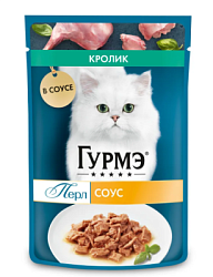 GOURMET PERLE с влажный корм для взрослых кошек роскошный соус с кроликом 75 г 
