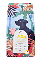 FLORIDA Сухой корм для щенков крупных пород с курицей и яблоком 3 кг