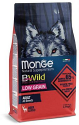 Monge Dog BWild Low Grain корм для взрослых собак из мяса оленя  2,5 кг 70011983