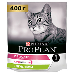 PROPLAN CAT DELIKATE  при чув. кожи и пищ. ягненок, 400 г 12372563