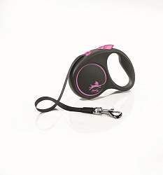 FLEXI Рулетка BLACK DESIGN S ремень  5 м до 15 кг розовый 57106F
