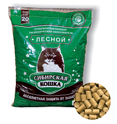 Наполнитель Сибирская кошка Лесной древ гранулы 20 л 00023814