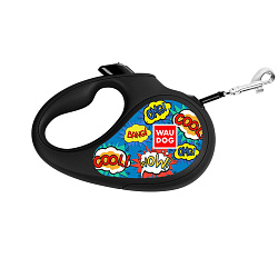 Поводок-рулетка WAUDOG R-leash "ВАУ", S, до 15 кг, 5 м, светоотраж. лента черный 8124-0087-01