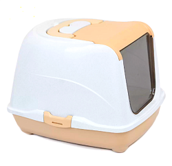 Туалет-домик ZooM д/кошек закрытый с дверцей 50*38*h37см 2930беж-мрамор