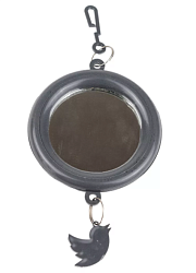 Дарэленд Зеркало д/птиц, малое круглое с пластиковым подвесом, серое