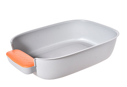 Pet-it туалет-лоток с бортиком для кошек Step, 52.3x36.6x12 см, серый
