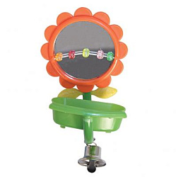Игрушка для птиц "Зеркало-подсолнух" с ванночкой 7,5 х 14 х 7 см (361150) Кеша