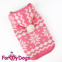 FOR MY DOG Курточка розовая вязаная "Снежинка" (14-16) FW655-2018