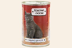 Кошачье Счастье ж/б консервы для котят Говядина 20*410 г