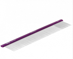 Расчёска алюм. 25 см с овальной фиолетовой ручкой, зуб 3,4 см, 20/80  63255