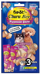 INABA(ИНАБА)Churu Bee лакомство для собак Запеченные трубочки Куриное филе для кожи и шерсти 10гх3шт