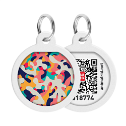 Адресник метал.WAUDOG Smart ID c QR паспортом "Камо разноцветный" круг Д 30 мм 230-0206 