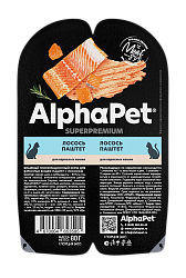 AlphaPet (АльфаПет) влажный корм для взрослых кошек лосось паштет 80 г